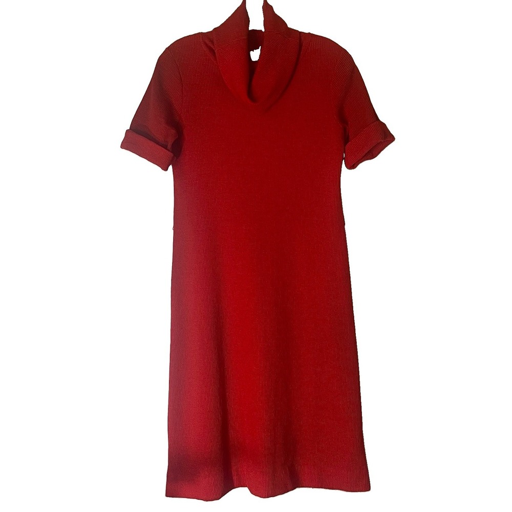Vintage 70s Stage 7 Red Knit Dress Vest Set Mod Geometric USA Made Women's - Picture 13 of 16